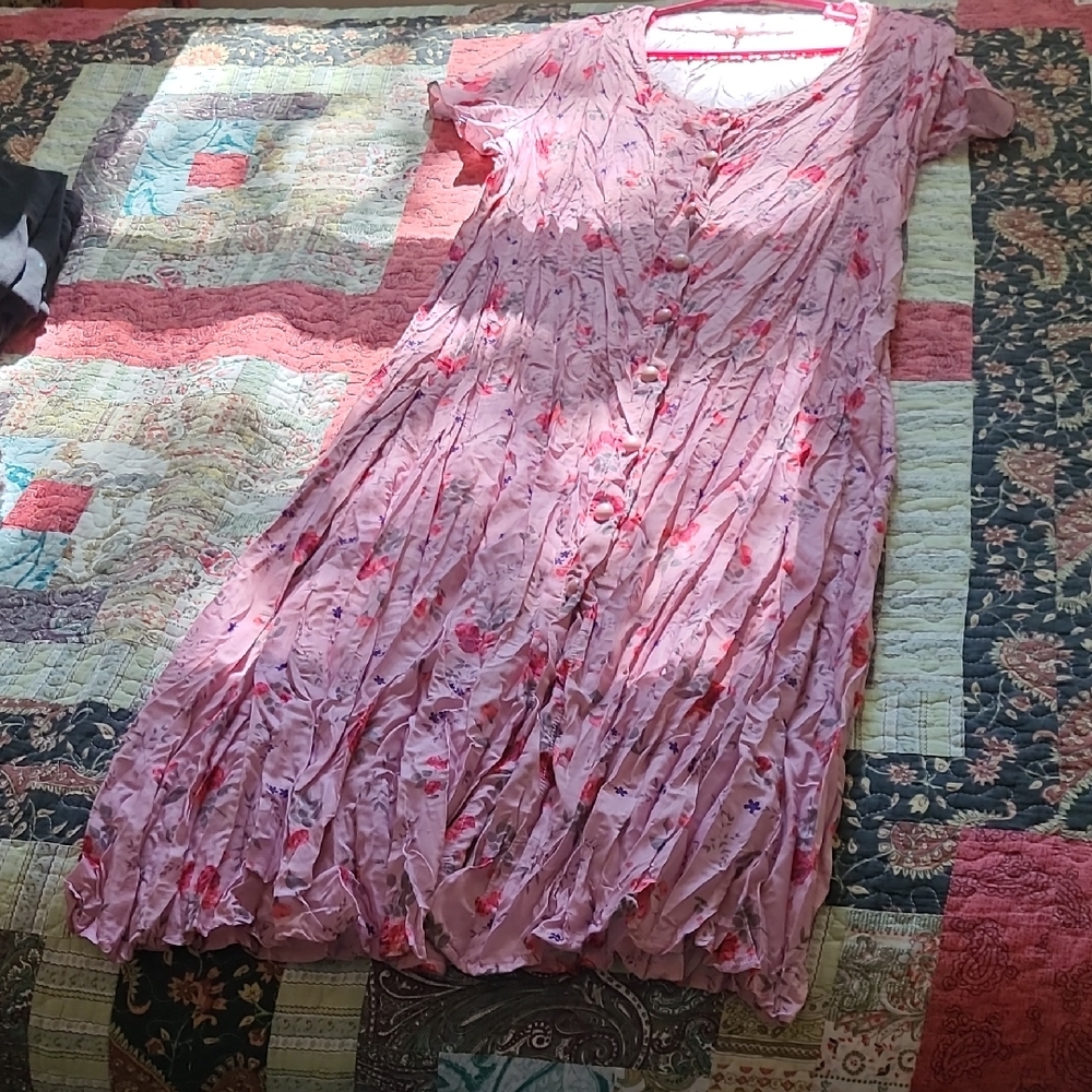 SHEIN Pink Floral Midi Dress